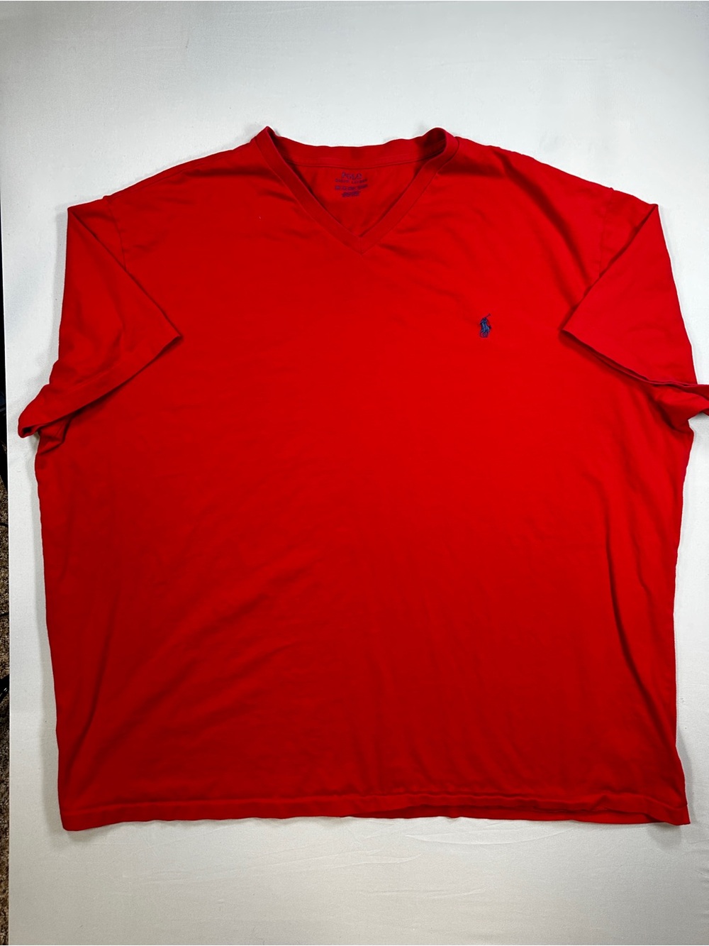 Polo by Ralph Lauren Men's Red V-Neck Tee with Navy Pony 4XB